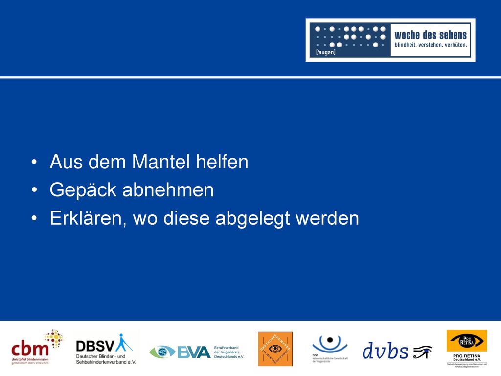Aus dem Mantel helfen Gepäck abnehmen Erklären, wo diese abgelegt werden