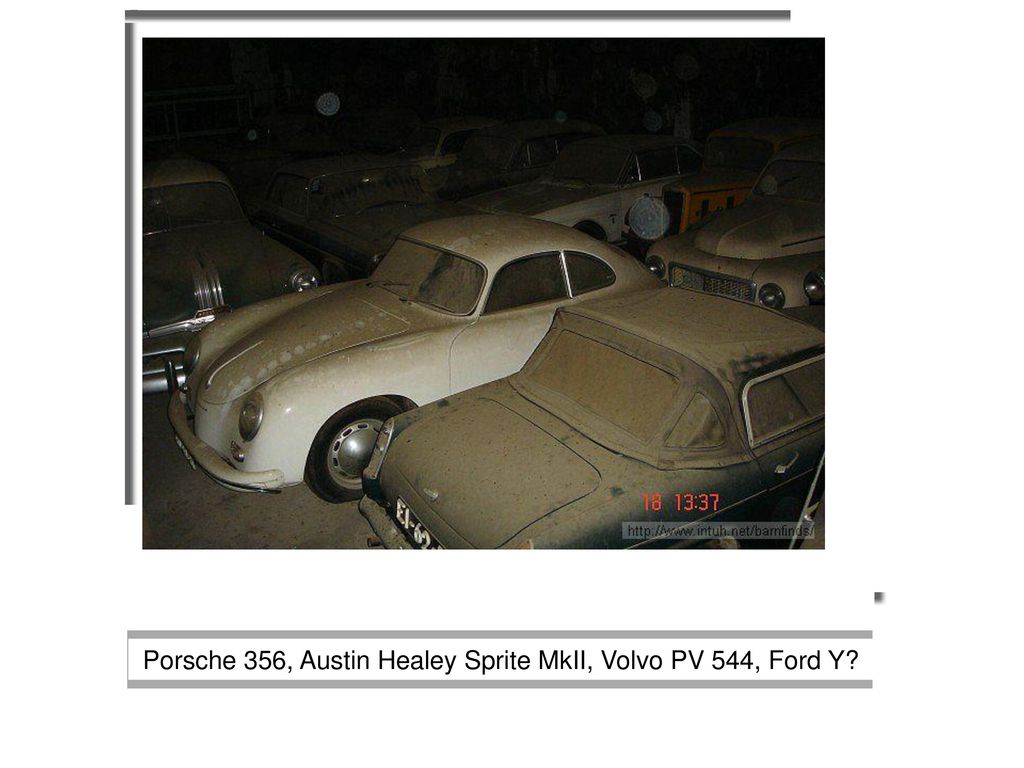 Porsche 356, Austin Healey Sprite MkII, Volvo PV 544, Ford Y
