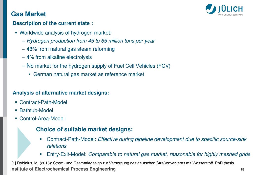 Gas Market Description of the current state : Worldwide analysis of hydrogen market: Hydrogen production from 45 to 65 million tons per year.