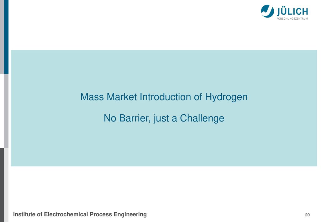 Mass Market Introduction of Hydrogen No Barrier, just a Challenge