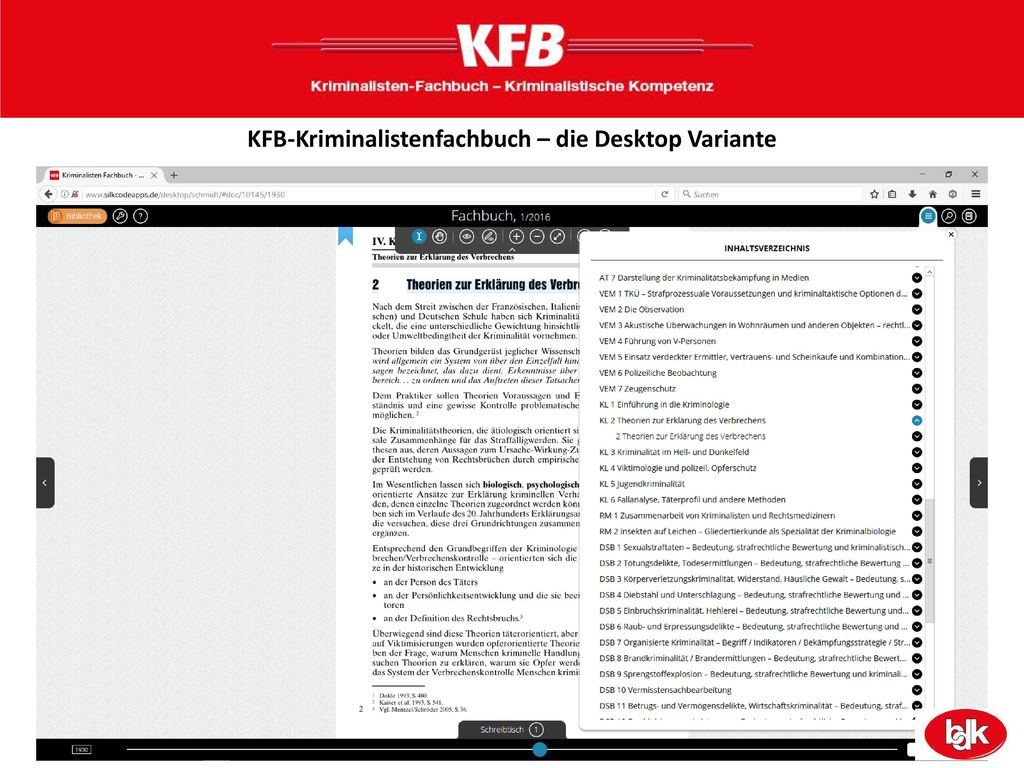 KFB-Kriminalistenfachbuch – die Desktop Variante