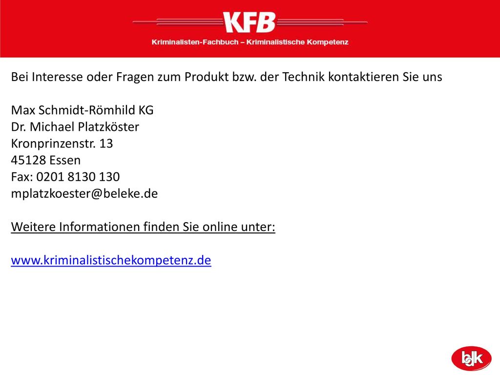 Bei Interesse oder Fragen zum Produkt bzw