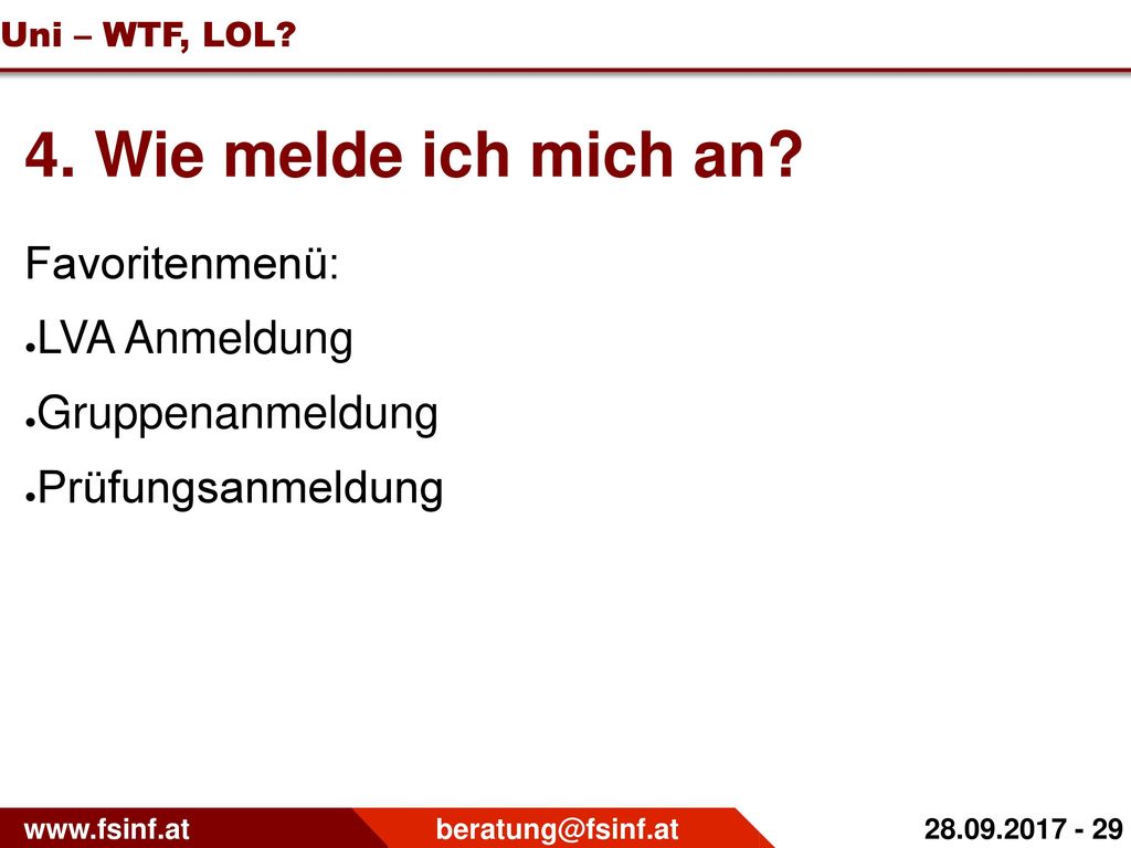 4. Wie melde ich mich an Favoritenmenü: LVA Anmeldung