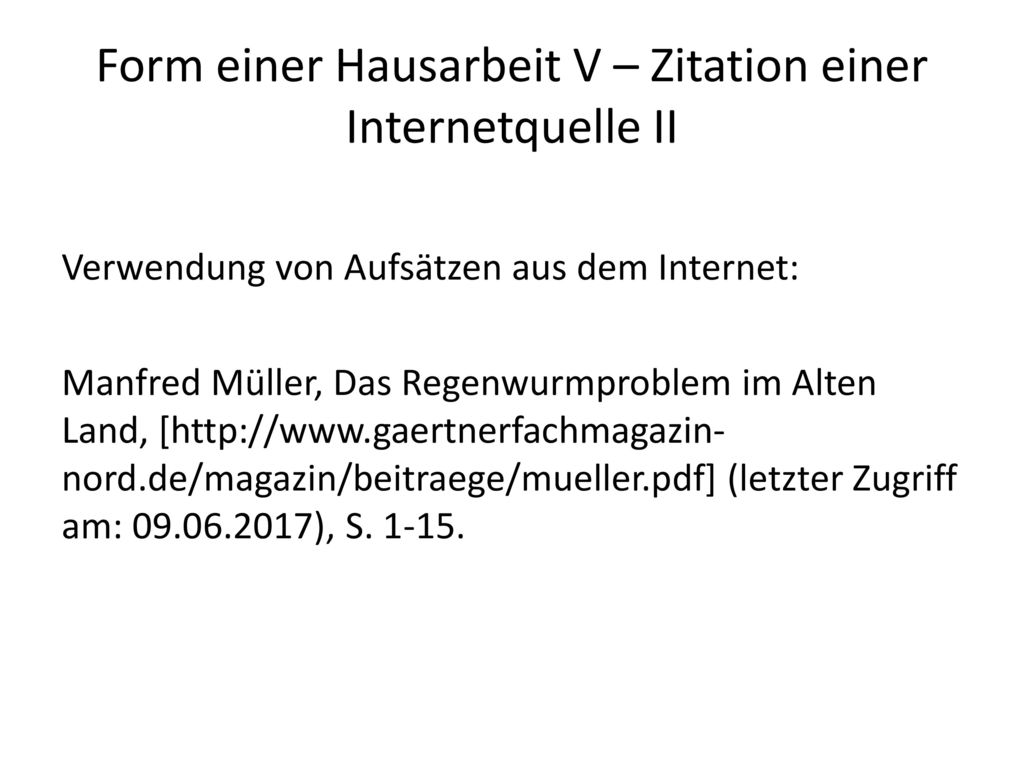 Form einer Hausarbeit V – Zitation einer Internetquelle II