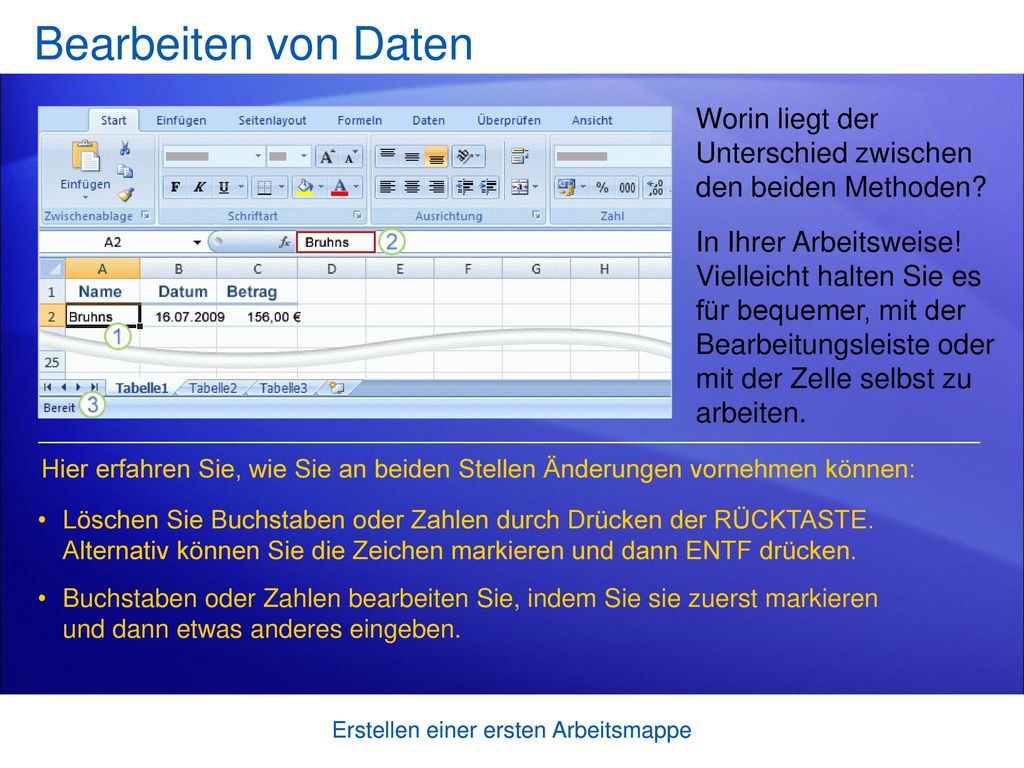 Bearbeiten von Daten Worin liegt der Unterschied zwischen den beiden Methoden