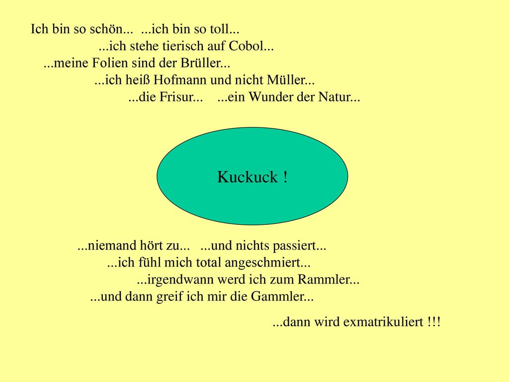 Kuckuck ! Ich bin so schön ich bin so toll...