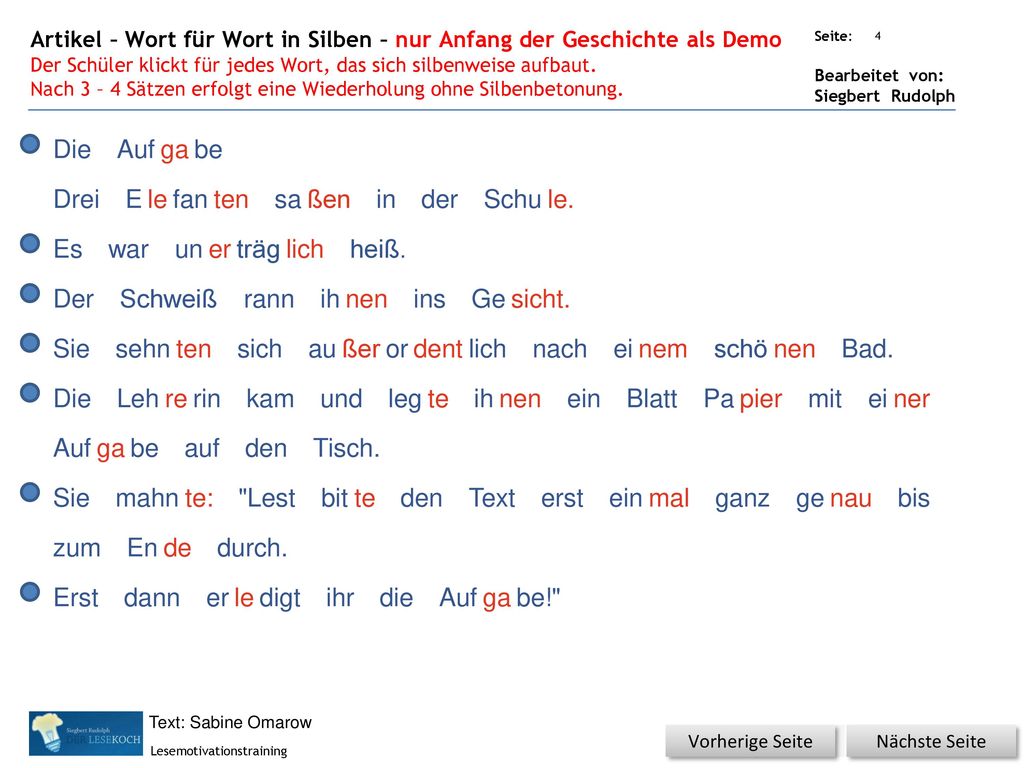Die Auf ga be Drei E le fan ten sa ßen in der Schu le. Es war un er