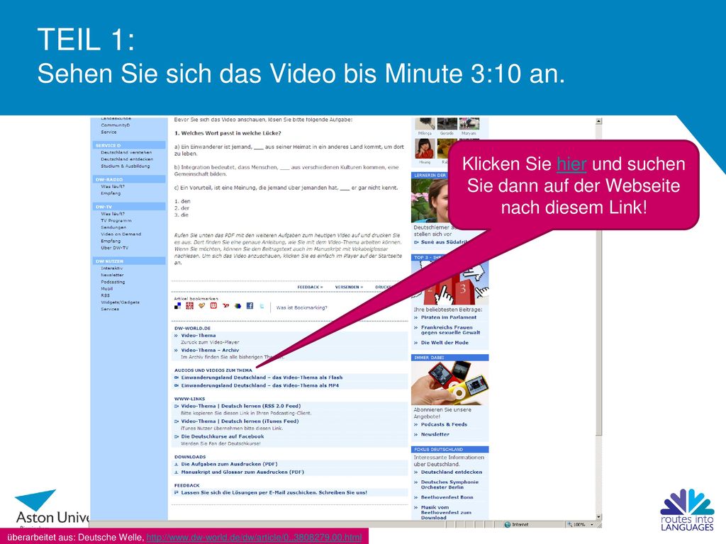 TEIL 1: Sehen Sie sich das Video bis Minute 3:10 an.