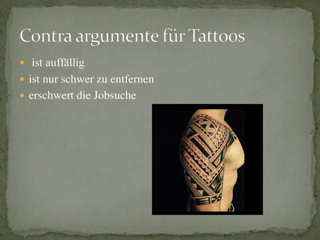 Tattoo ja oder nein argumente