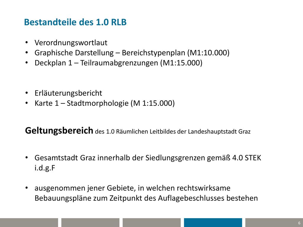 Bestandteile des 1.0 RLB Verordnungswortlaut. Graphische Darstellung – Bereichstypenplan (M1:10.000)