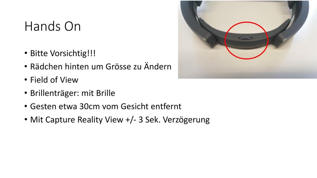 Hands On Bitte Vorsichtig!!! Rädchen hinten um Grösse zu Ändern