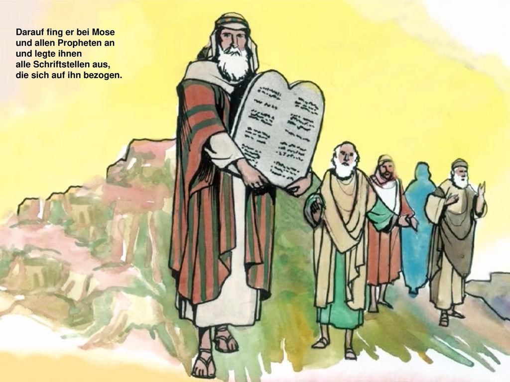 Darauf fing er bei Mose und allen Propheten an. und legte ihnen.