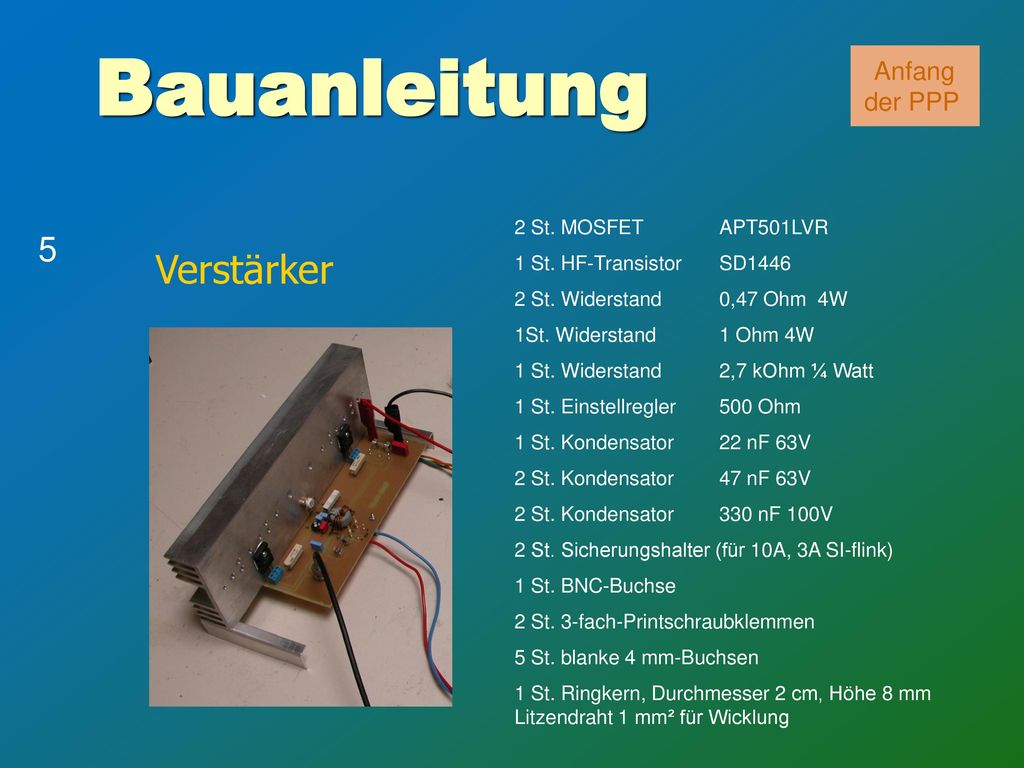Bauanleitung Verstärker 5 Anfang der PPP 2 St. MOSFET APT501LVR