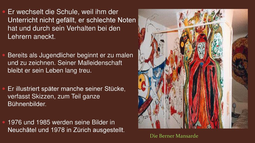 Er wechselt die Schule, weil ihm der Unterricht nicht gefällt, er schlechte Noten hat und durch sein Verhalten bei den Lehrern aneckt.