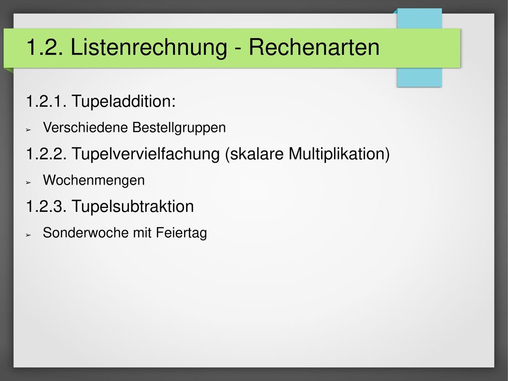 1.2. Listenrechnung - Rechenarten