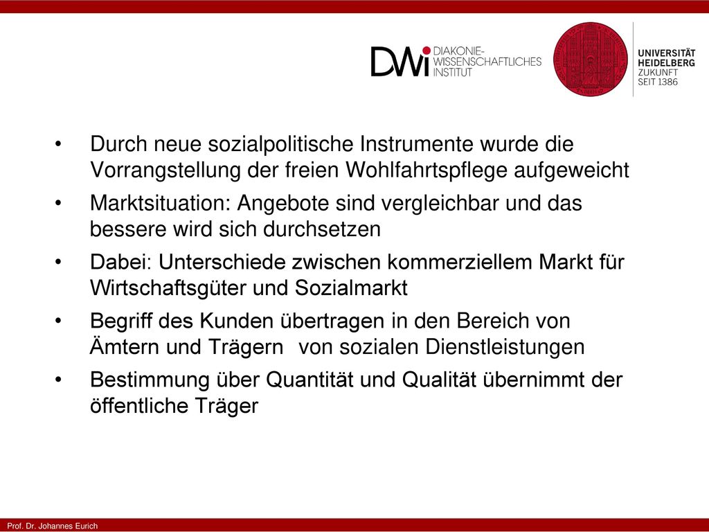 Durch neue sozialpolitische Instrumente wurde die Vorrangstellung der freien Wohlfahrtspflege aufgeweicht