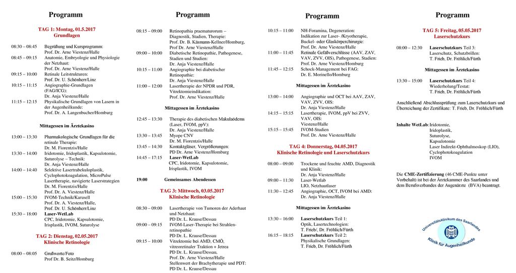 Programm Programm Programm Programm TAG 1: Montag,