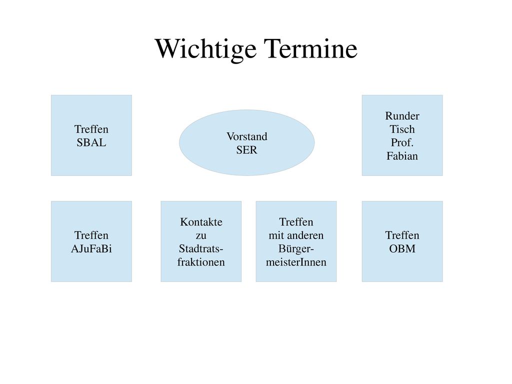 Wichtige Termine Treffen SBAL Runder Tisch Prof. Fabian Vorstand SER