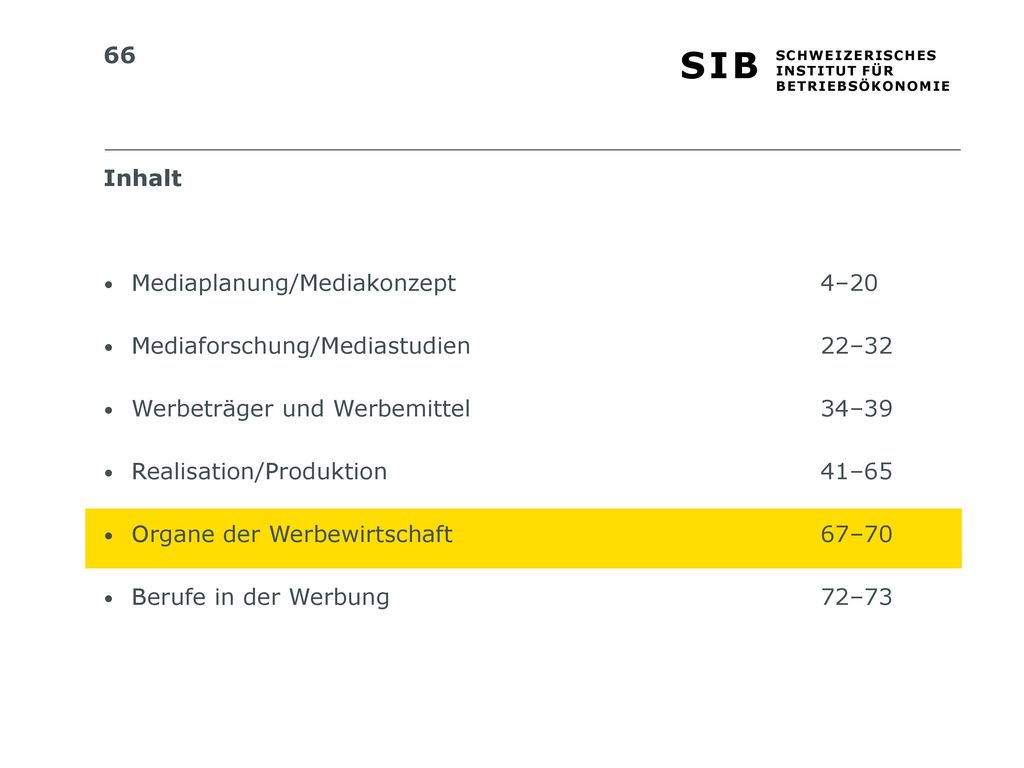 Inhalt Mediaplanung/Mediakonzept 4–20. Mediaforschung/Mediastudien 22–32. Werbeträger und Werbemittel 34–39.