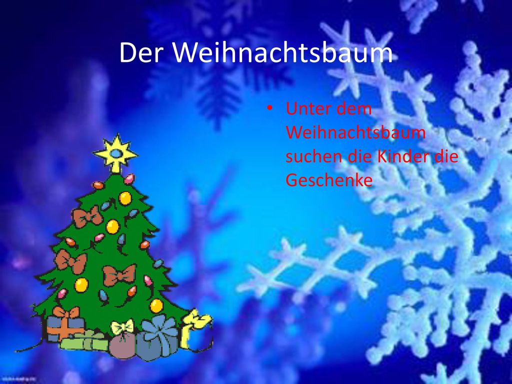 Der Weihnachtsbaum Unter dem Weihnachtsbaum suchen die Kinder die Geschenke
