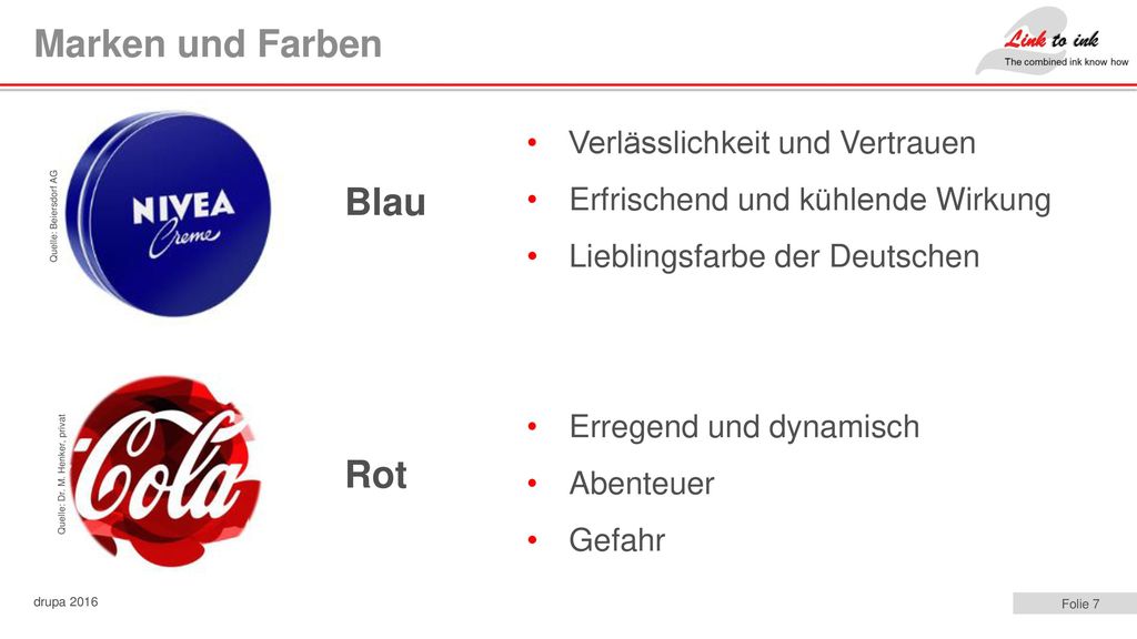 Marken und Farben Blau Rot Verlässlichkeit und Vertrauen