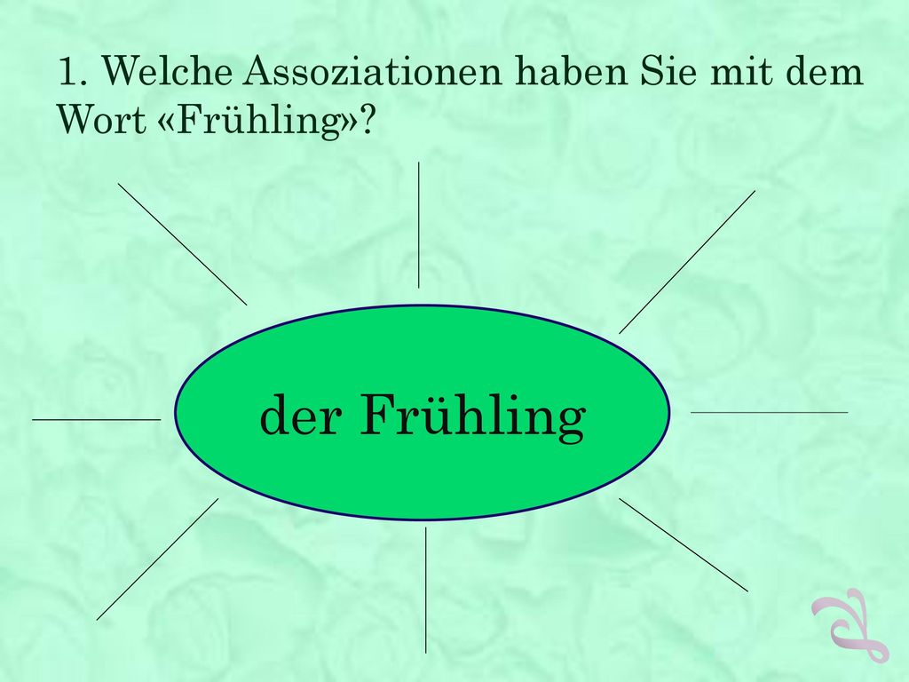 1. Welche Assoziationen haben Sie mit dem Wort «Frühling»