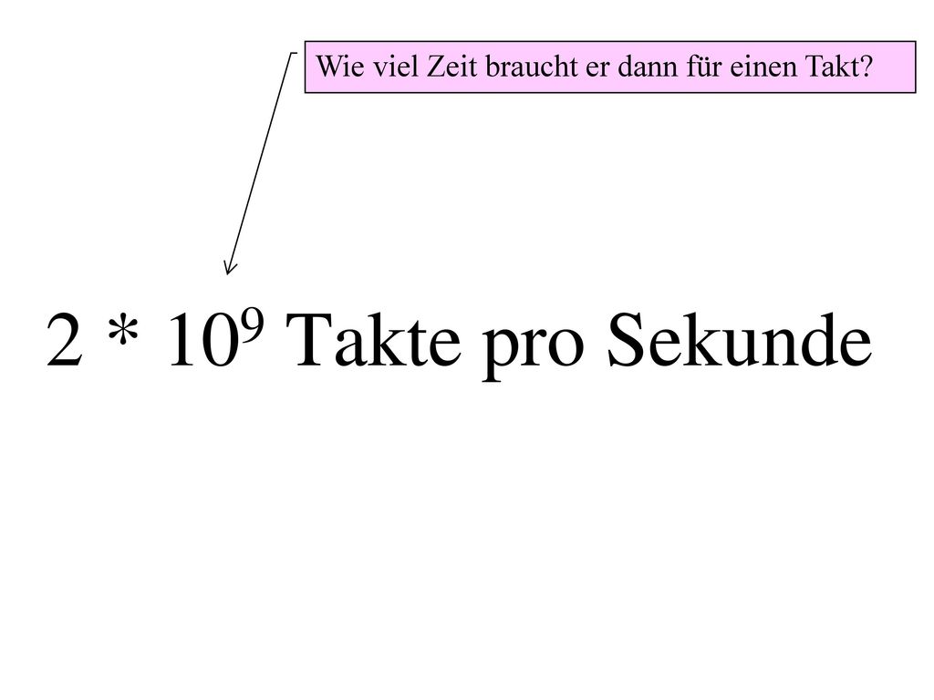2 * 109 Takte pro Sekunde Wie viel Zeit braucht er dann für einen Takt
