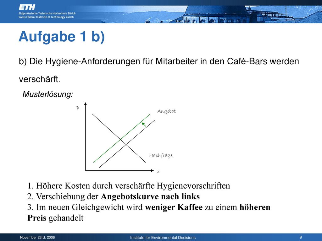 Aufgabe 1 b) b) Die Hygiene-Anforderungen für Mitarbeiter in den Café-Bars werden verschärft. Angebot.