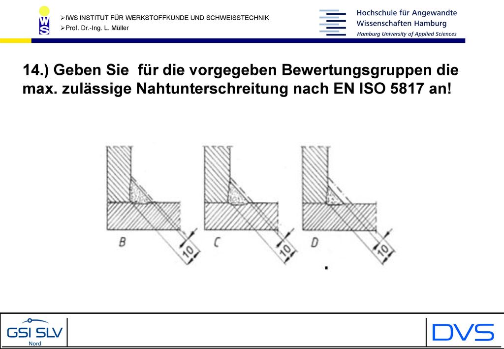 14. ) Geben Sie für die vorgegeben Bewertungsgruppen die max