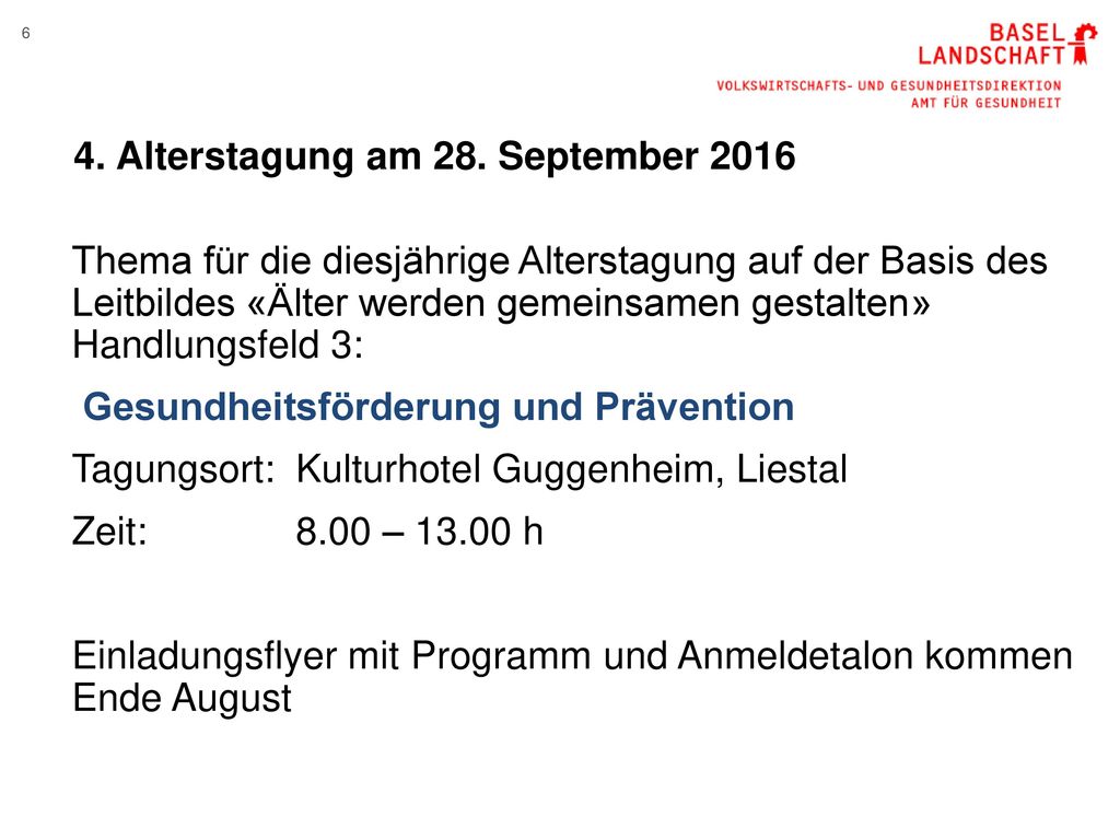 4. Alterstagung am 28. September 2016