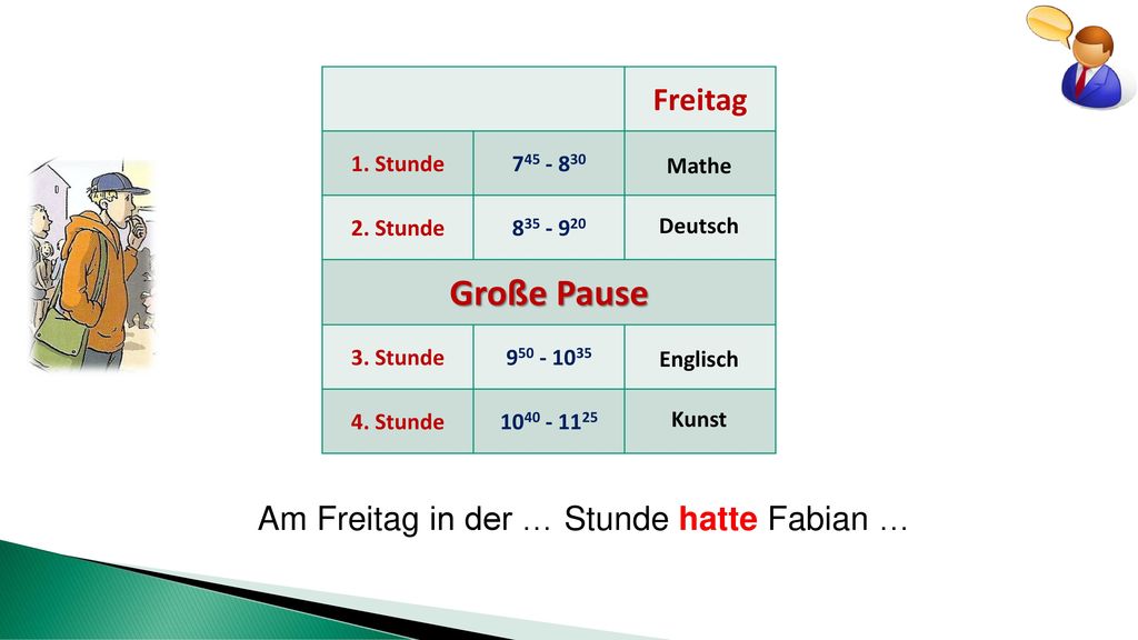Große Pause Freitag Am Freitag in der … Stunde hatte Fabian …