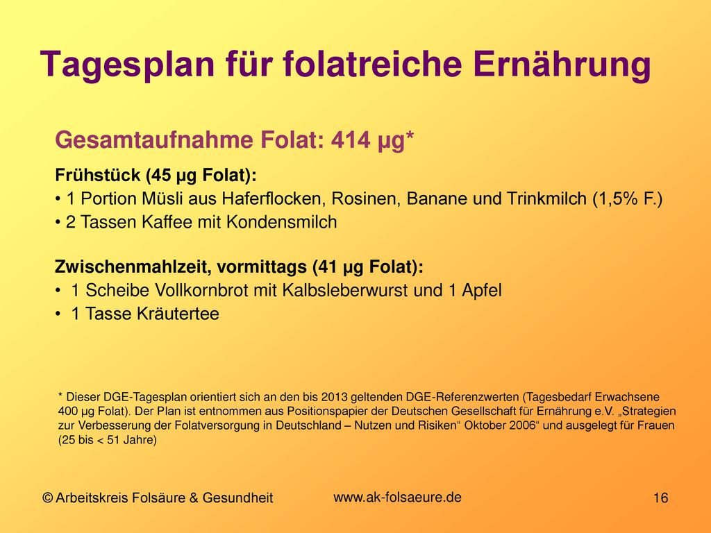 Tagesplan für folatreiche Ernährung