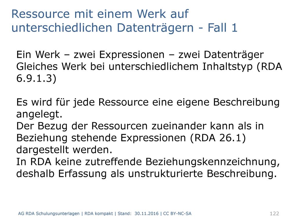 Ressource mit einem Werk auf unterschiedlichen Datenträgern - Fall 1