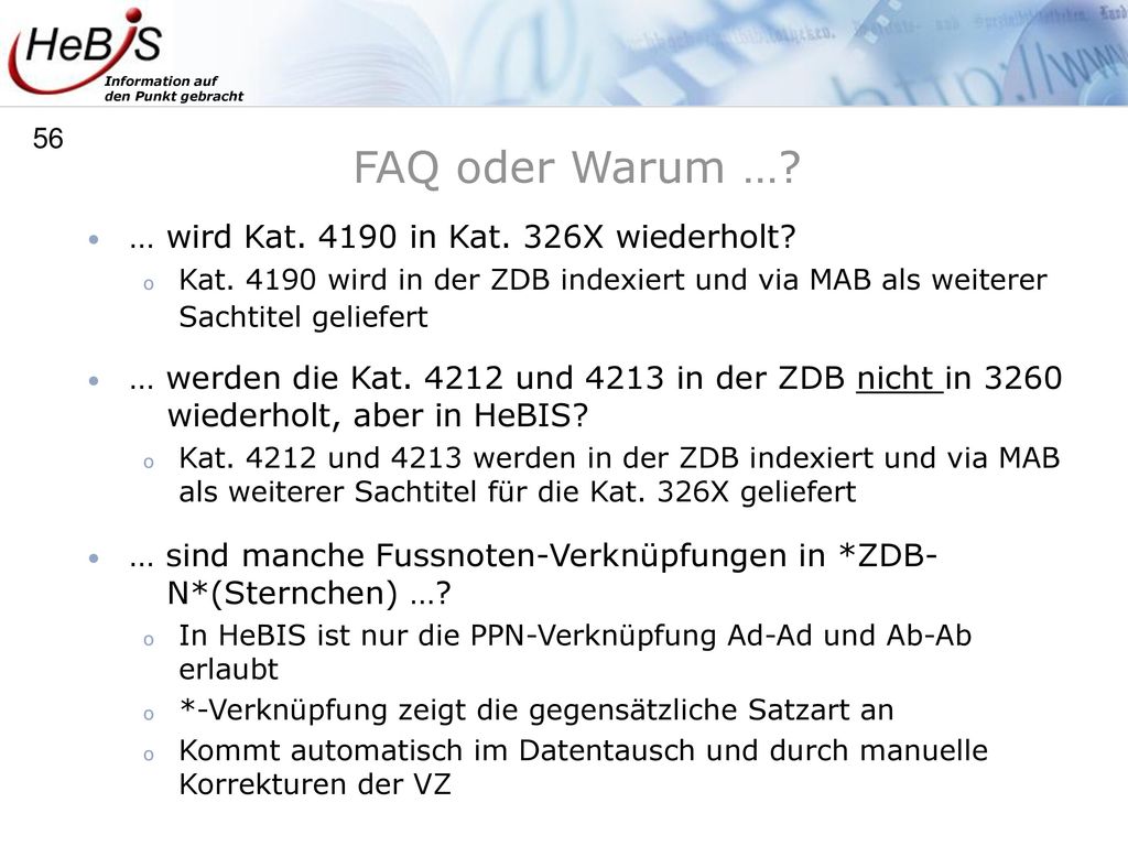 FAQ oder Warum … … wird Kat in Kat. 326X wiederholt