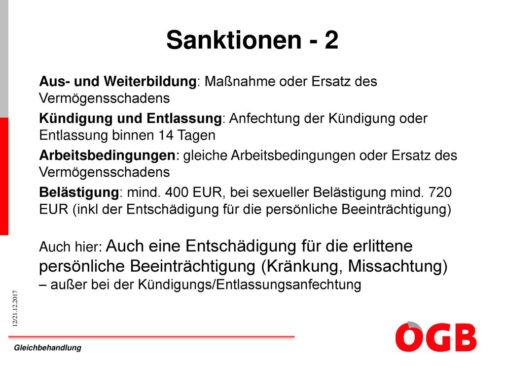 Sanktionen - 2 Aus- und Weiterbildung: Maßnahme oder Ersatz des Vermögensschadens.