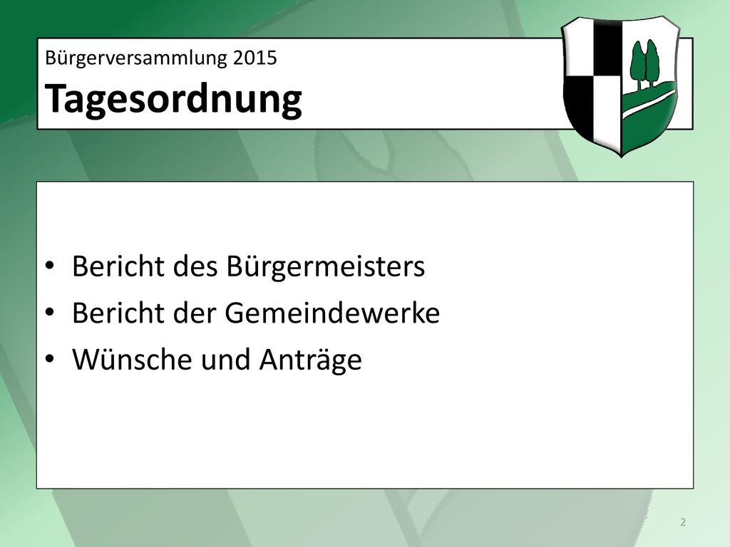 Bürgerversammlung 2015 Tagesordnung