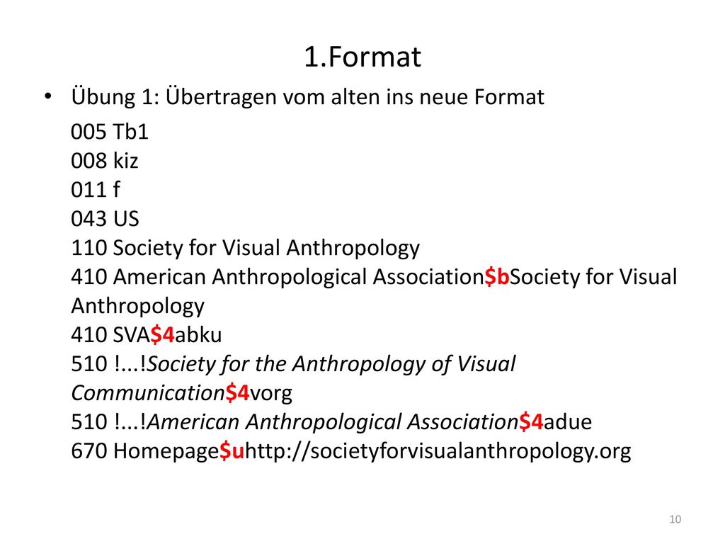 1.Format Übung 1: Übertragen vom alten ins neue Format