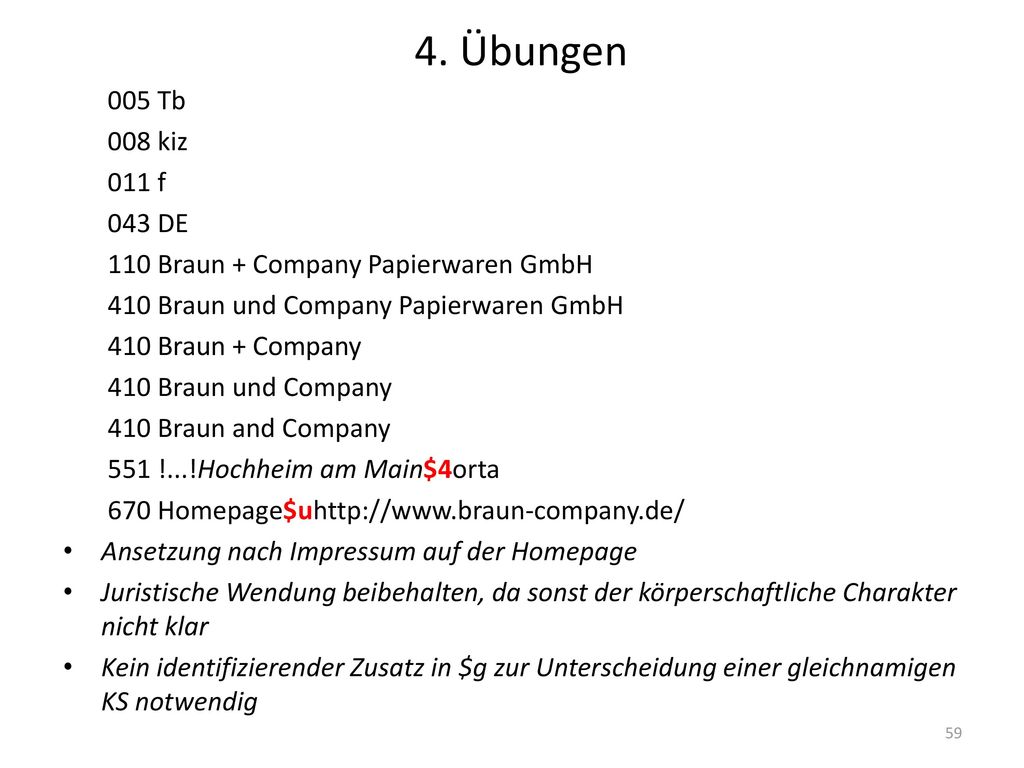 4. Übungen 005 Tb. 008 kiz. 011 f. 043 DE. 110 Braun + Company Papierwaren GmbH. 410 Braun und Company Papierwaren GmbH.
