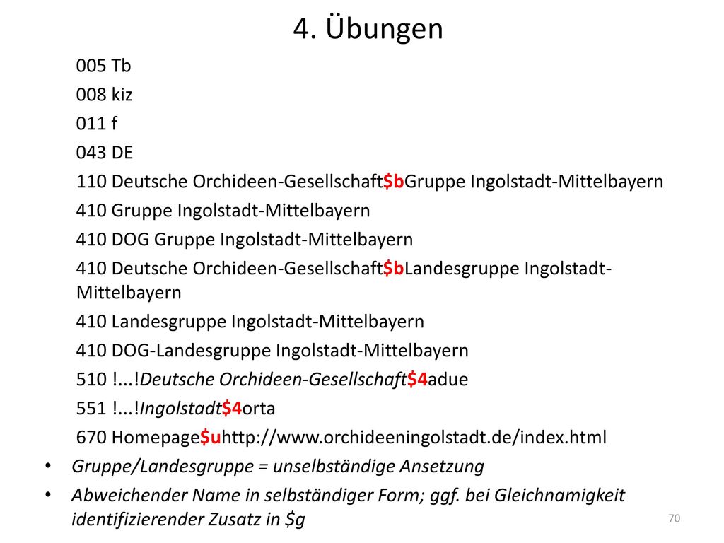 4. Übungen 005 Tb. 008 kiz. 011 f. 043 DE. 110 Deutsche Orchideen-Gesellschaft$bGruppe Ingolstadt-Mittelbayern.