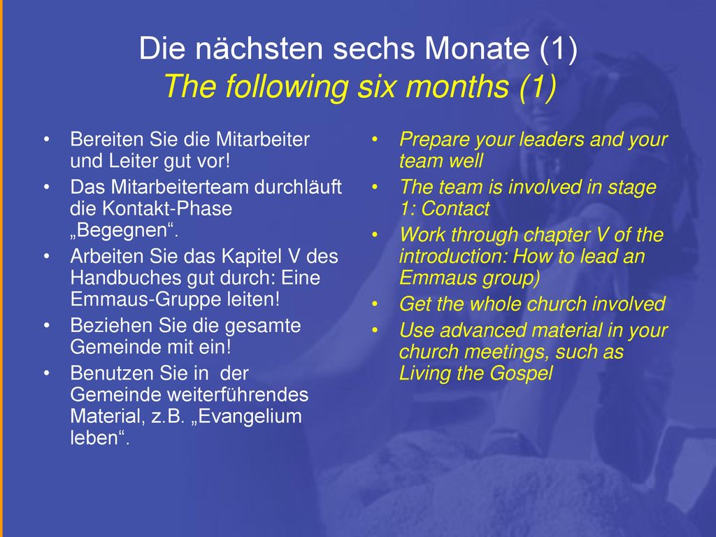 Die nächsten sechs Monate (1) The following six months (1)