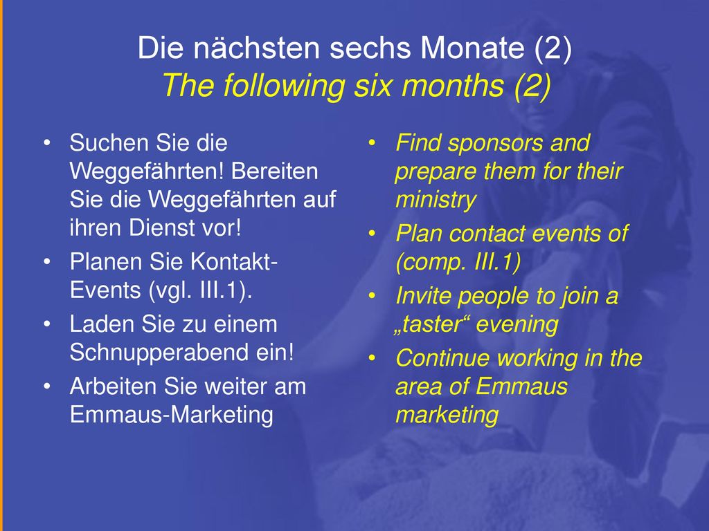 Die nächsten sechs Monate (2) The following six months (2)