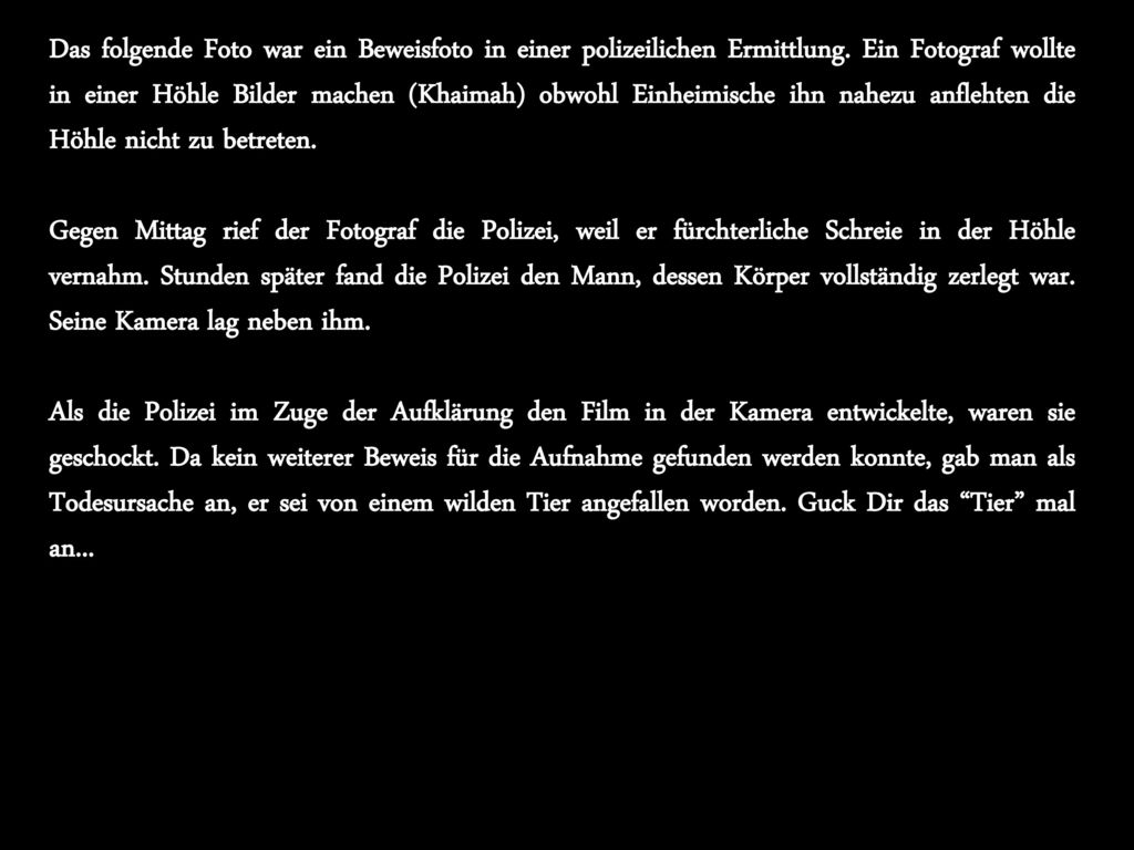 Das folgende Foto war ein Beweisfoto in einer polizeilichen Ermittlung
