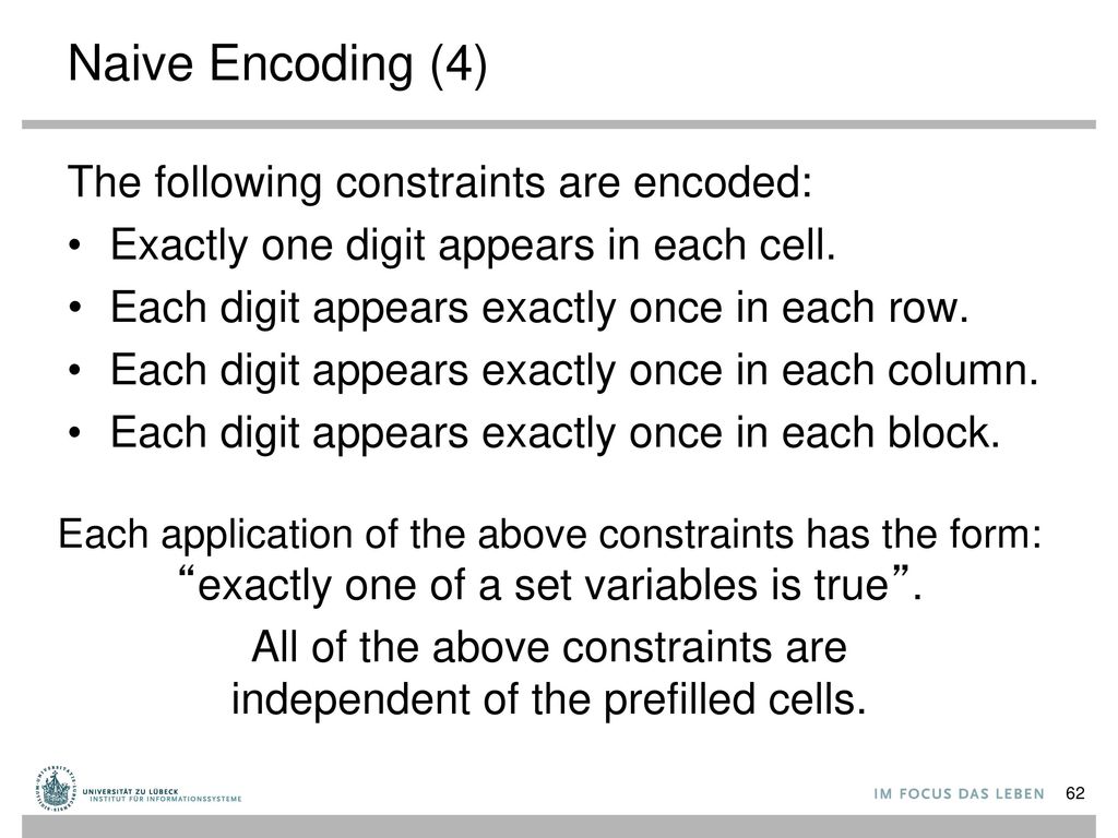 All of the above constraints are independent of the prefilled cells.
