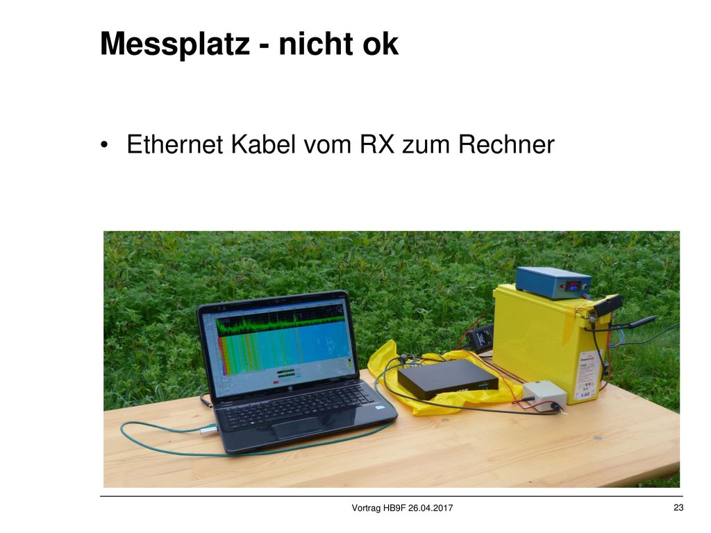 Messplatz - nicht ok Ethernet Kabel vom RX zum Rechner blablabla