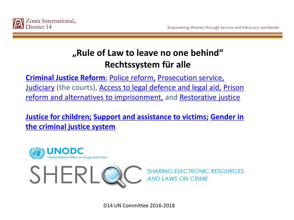 „Rule of Law to leave no one behind Rechtssystem für alle