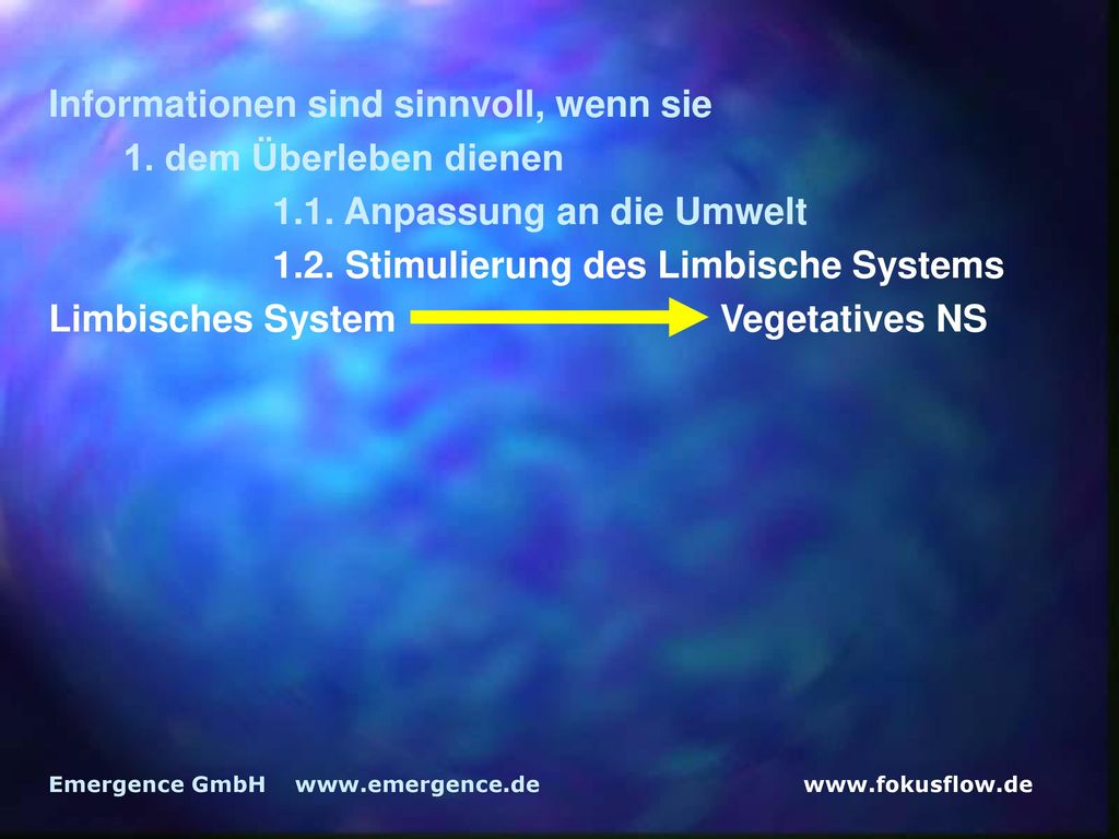 Informationen sind sinnvoll, wenn sie 1. dem Überleben dienen