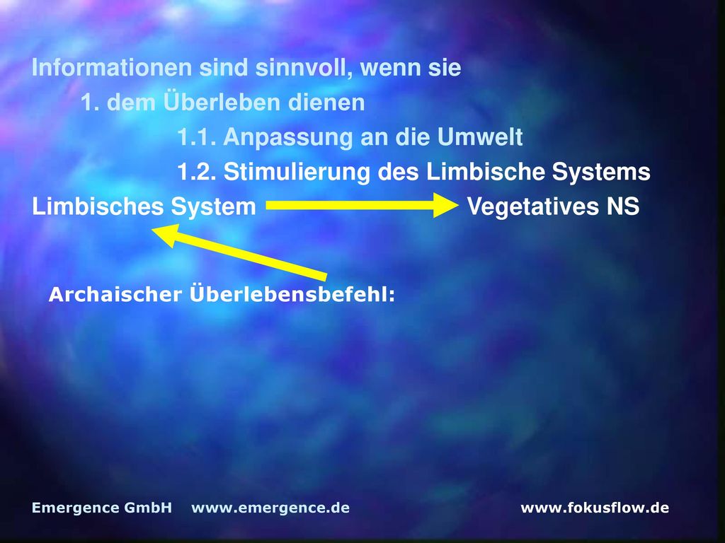 Informationen sind sinnvoll, wenn sie 1. dem Überleben dienen