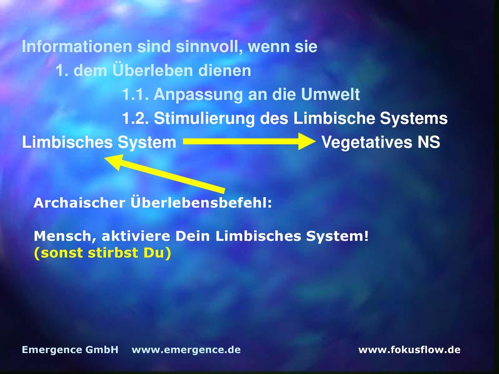 Informationen sind sinnvoll, wenn sie 1. dem Überleben dienen