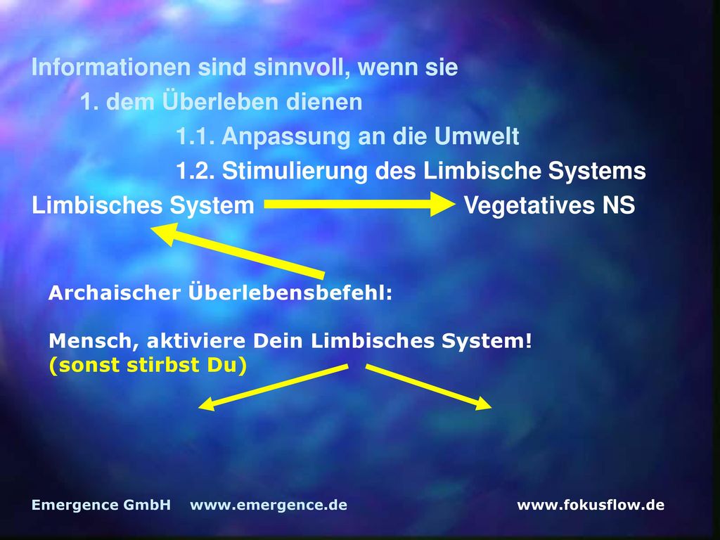 Informationen sind sinnvoll, wenn sie 1. dem Überleben dienen
