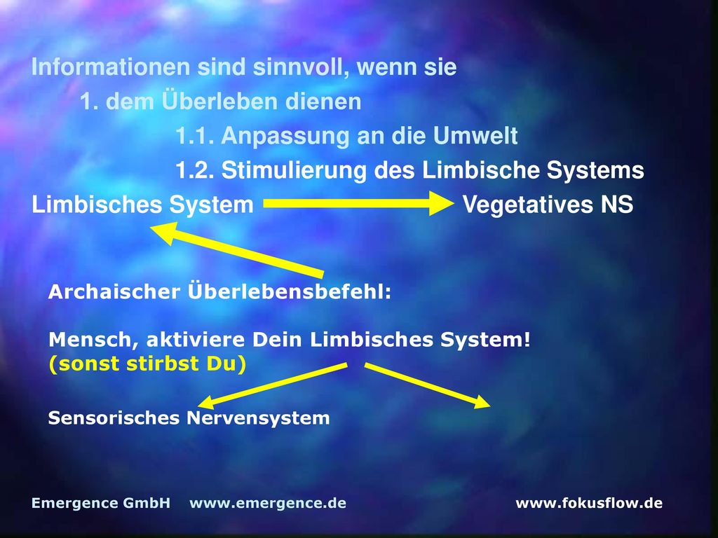 Informationen sind sinnvoll, wenn sie 1. dem Überleben dienen
